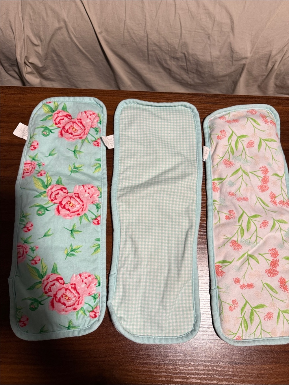 Floral and Mint Burp Cloth Set - Pink and Light Blue